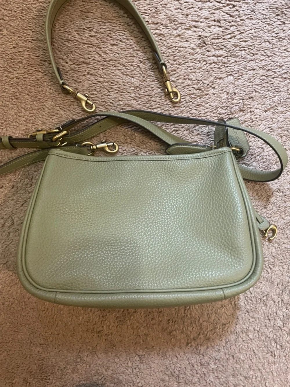 Coach Cary Shoulder in Moss Pebbled Leather